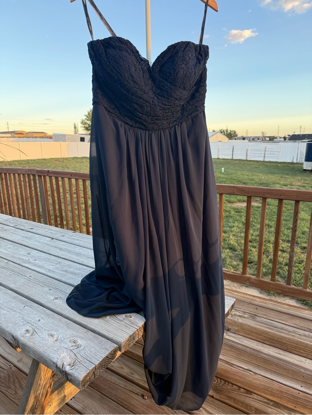 Bill Levkoff Navy Lace Sweetheart Long Dress Plus Size 18